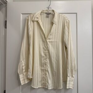 H&M Cream Shirt with Thin Black Pinstripes